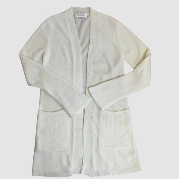 VTG Badgley Mischka White Knit Cardigan Skirt Set S Sparkle Lurex Lounge Party - Picture 4 of 14